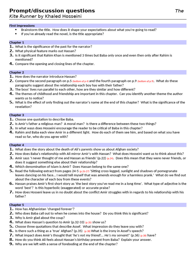 Questions On Each Chapter | PDF