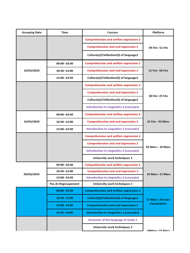 Distance Learning Course Schedule 2024 | PDF | Communication | Language ...