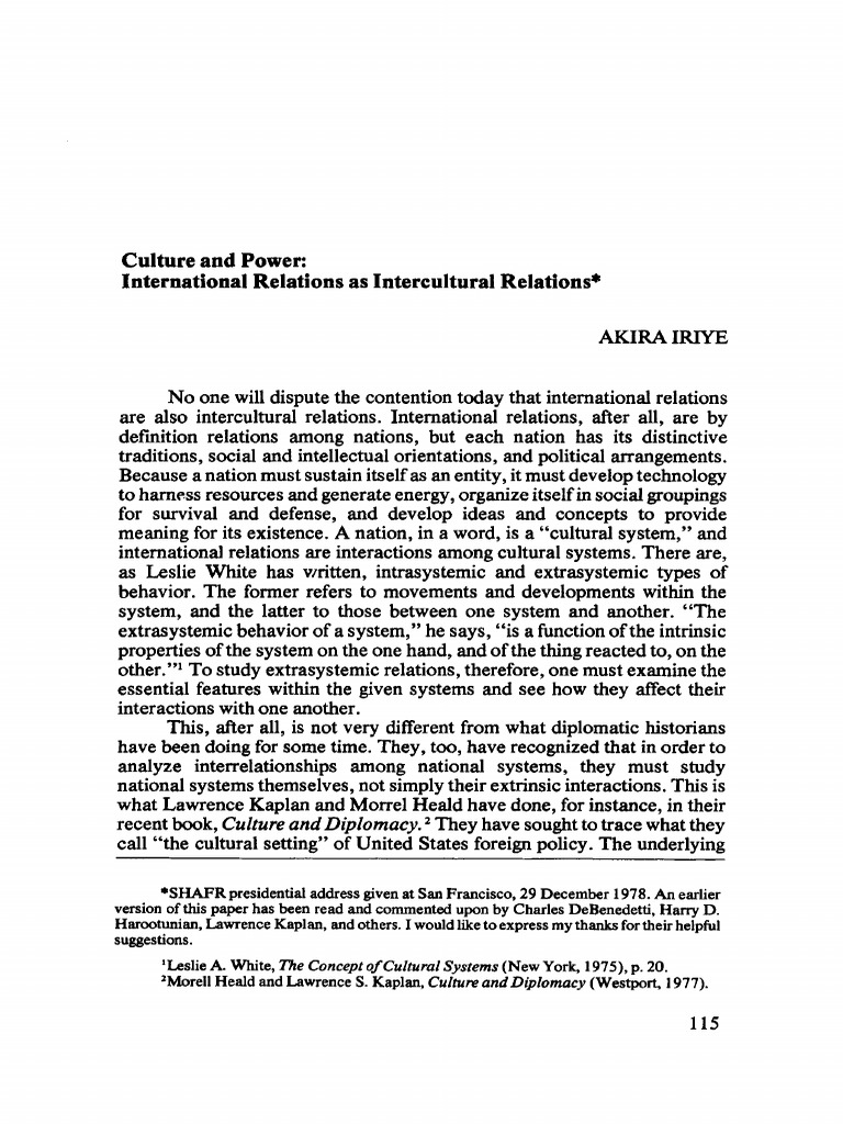 Culture's Role in International Relations | PDF | Empire Of Japan ...