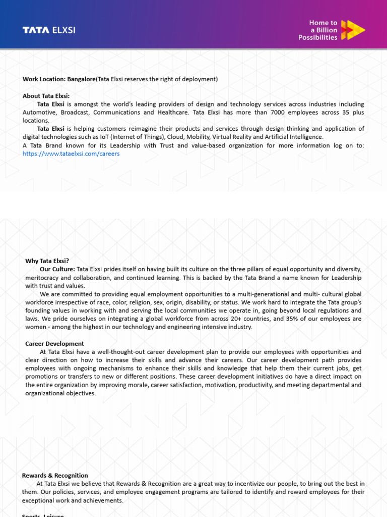 Mba - Sales JD Tata Elxsi | PDF