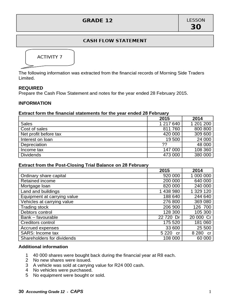 30.2 - Notes w8 - Cash Flow | PDF