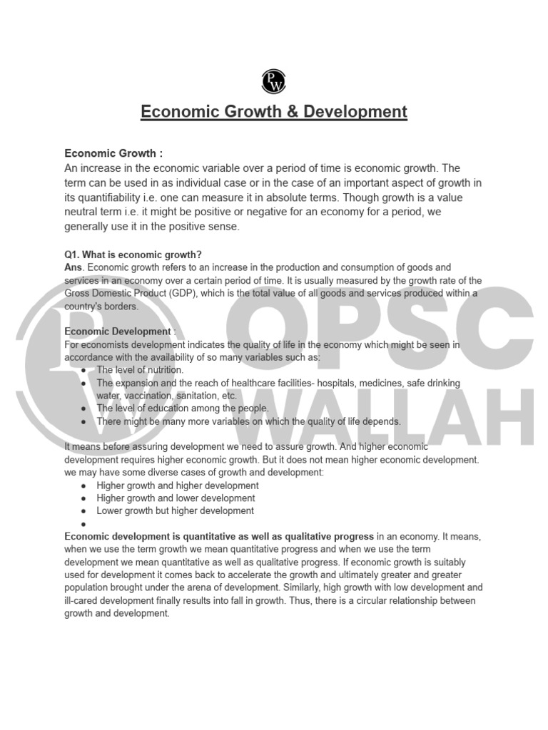 Economic Growth & Development | PDF