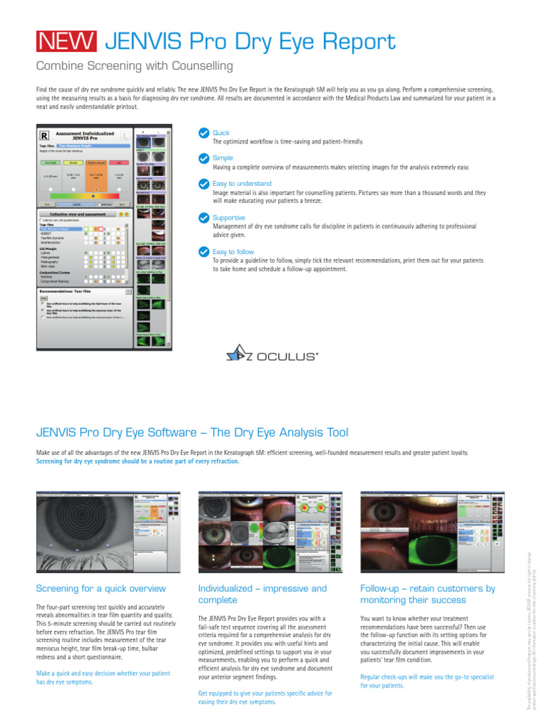 JENVIS Pro Dry Eye Screening Guide | PDF | Clinical Medicine | Diseases ...