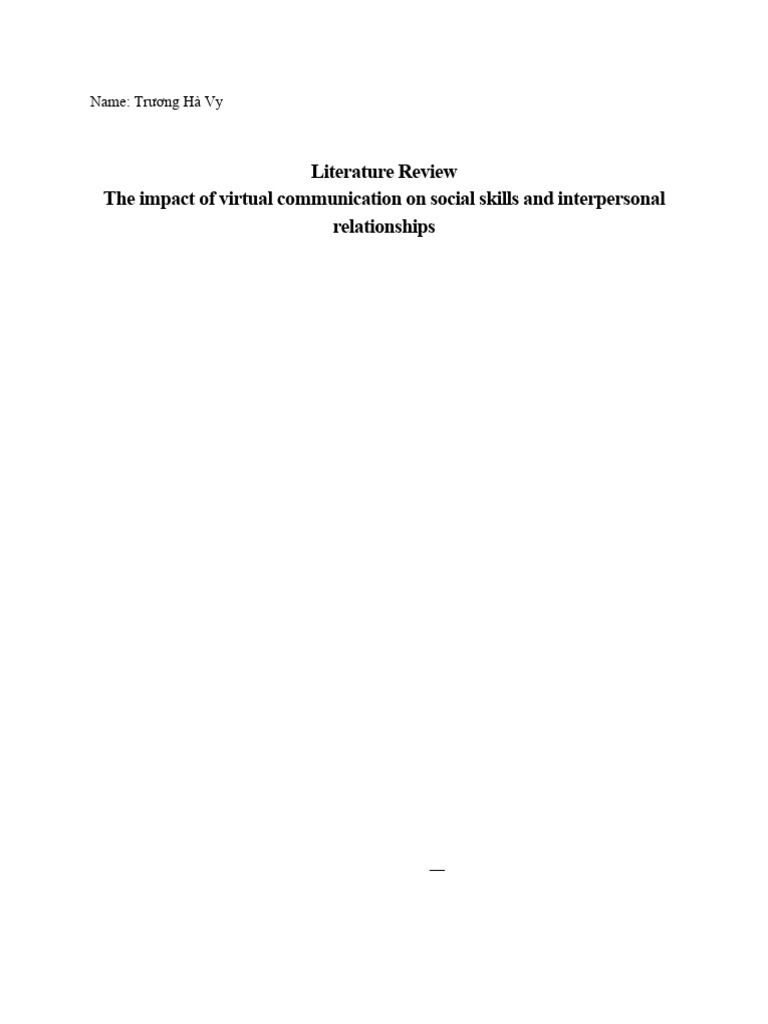 How Virtual Communication Affects Social Skills and Interpersonal ...