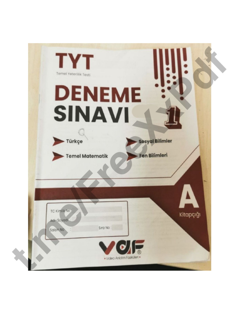 VAF TYT Deneme Sınavı - 1 | PDF