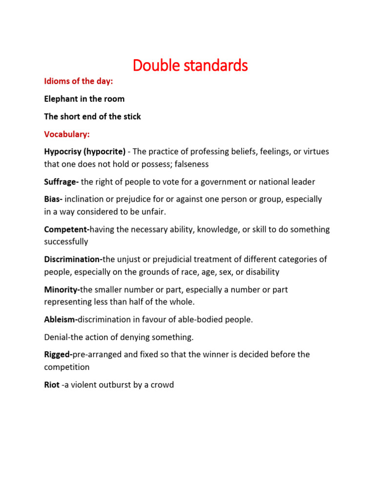 Double Standards Pdf