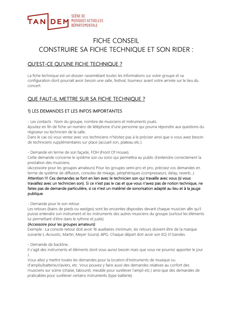 Construire Sa Fiche Technique | PDF