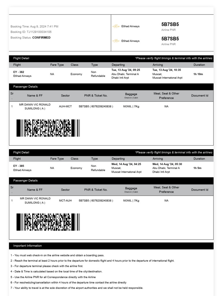 Etihad Airways | PDF