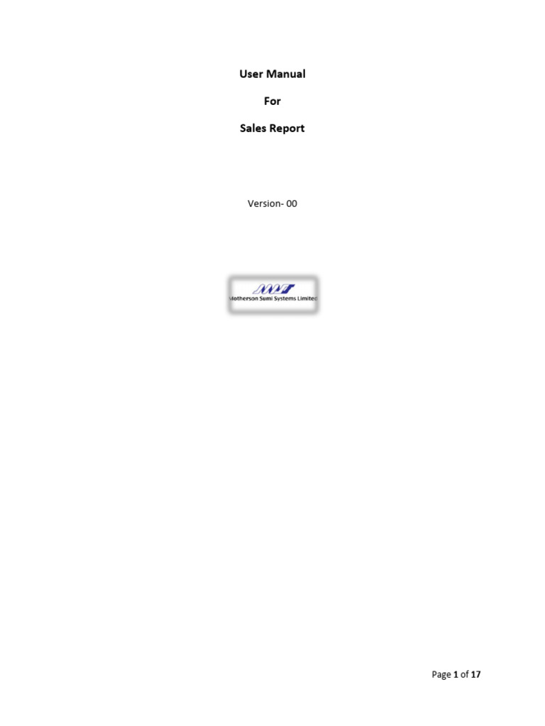 Sales Report Rev. 00 | PDF