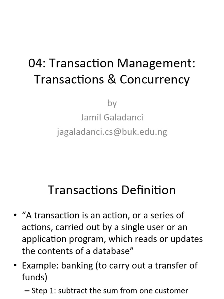Transaction management pdf