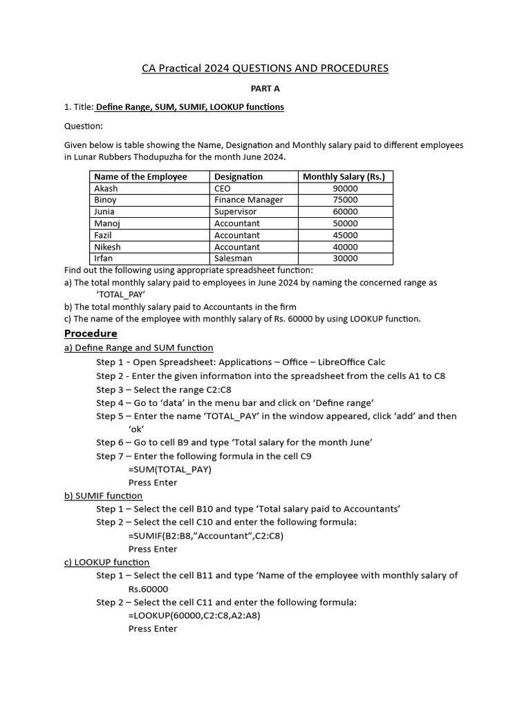CA Practical Qns and Procedures - 122031 | PDF | Debits And Credits ...