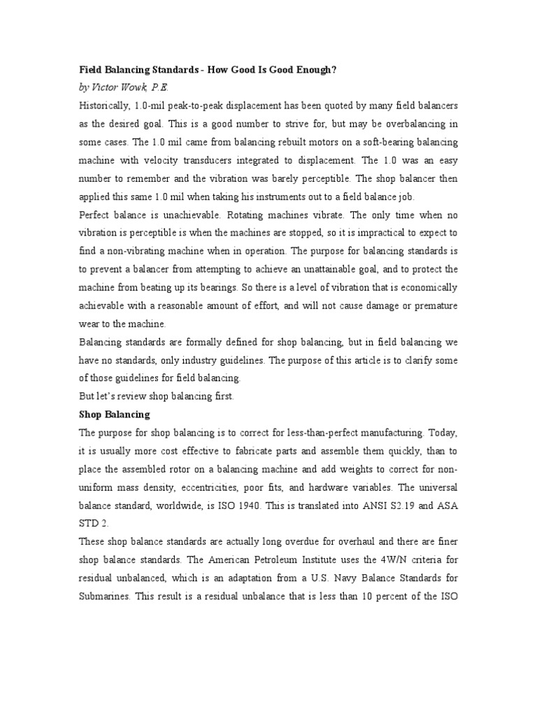 Field Balancing Standards Explained | PDF | Bearing (Mechanical ...