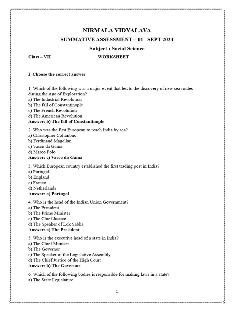 Class 7 social revision pdf