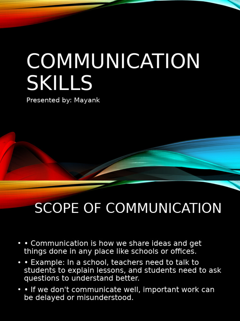 Communication Skills Presentation Pdf