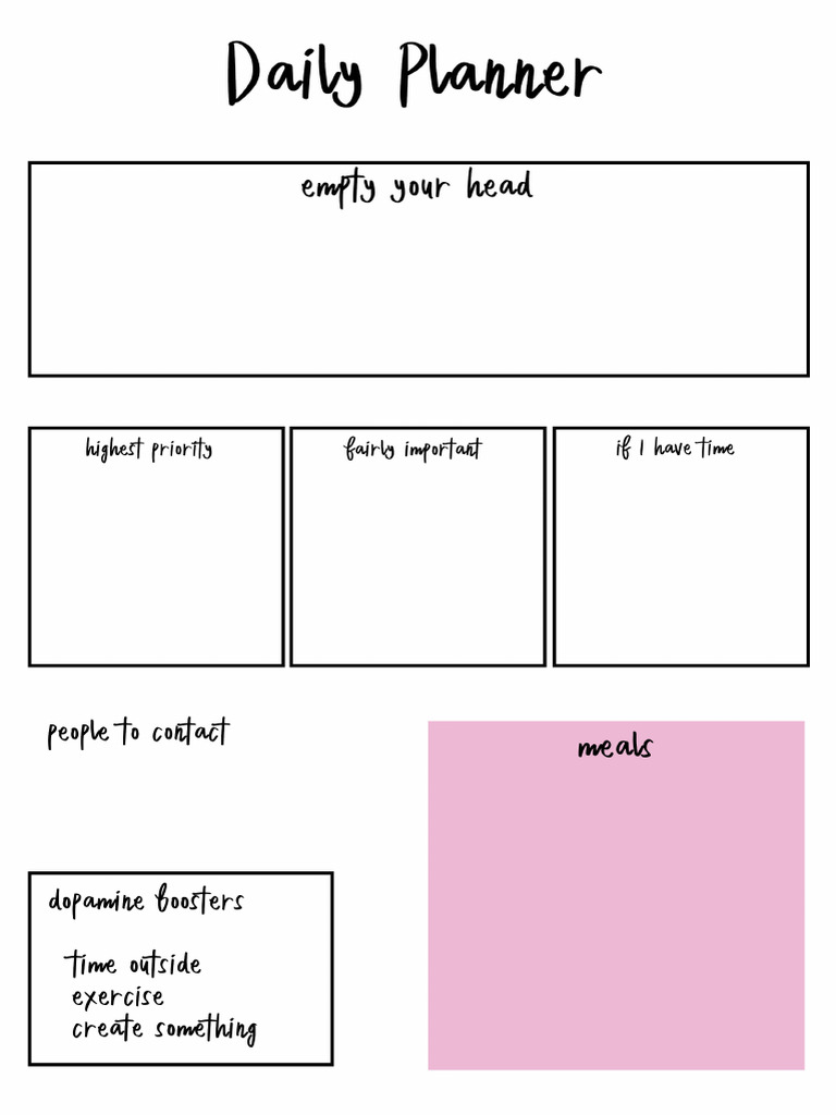Adhd planner page pdf