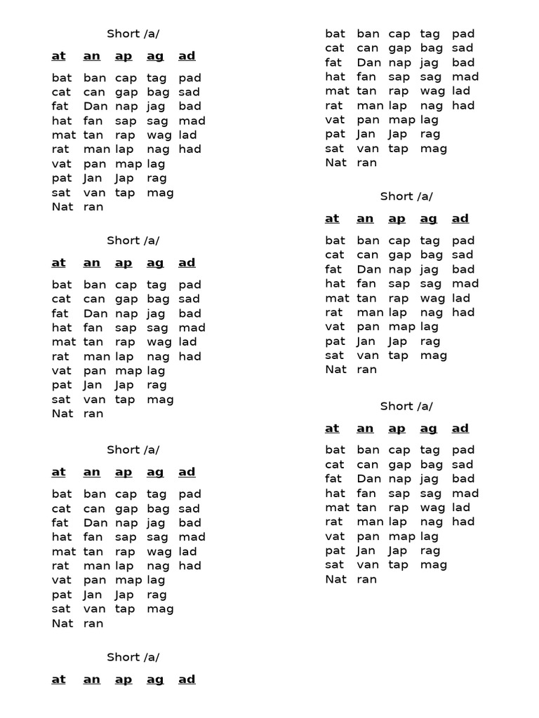 Short A | PDF