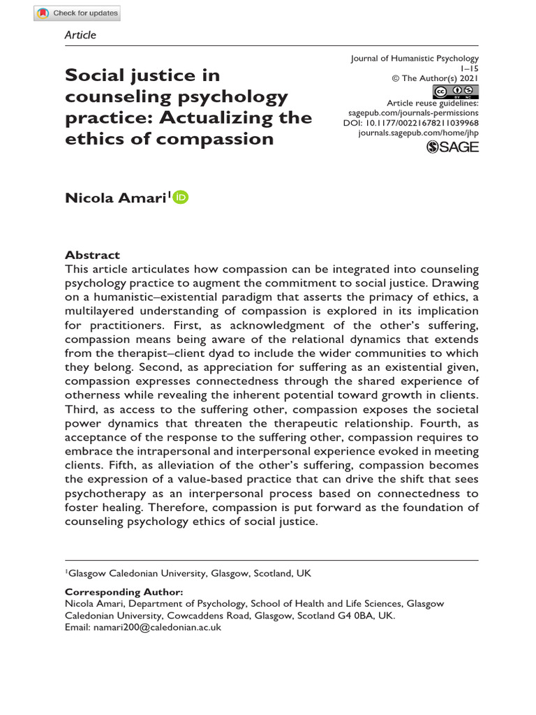 Social Justice in Counseling Psychology Practice: Actualizing The ...