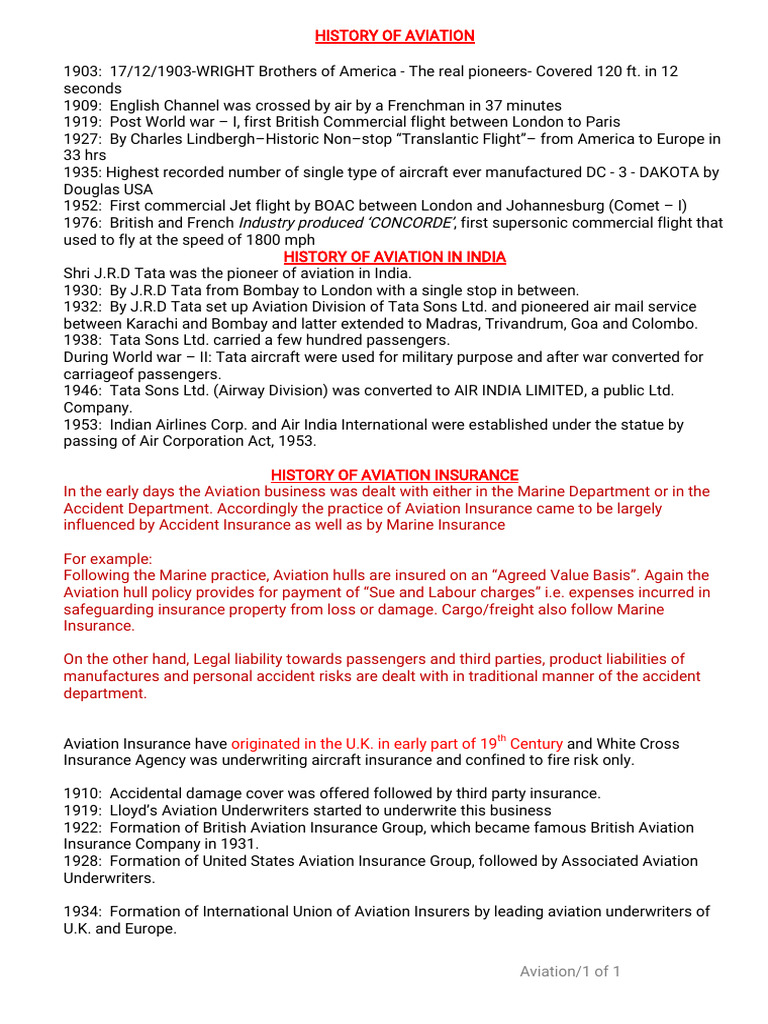 History of Aviation and Regulations | PDF