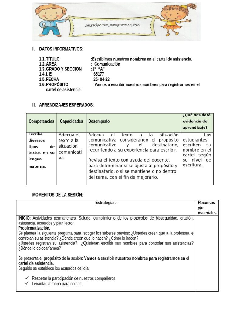 Escribimos Nuestros Nombres en El Cartel. Parte 2 COM | PDF | Sílaba ...