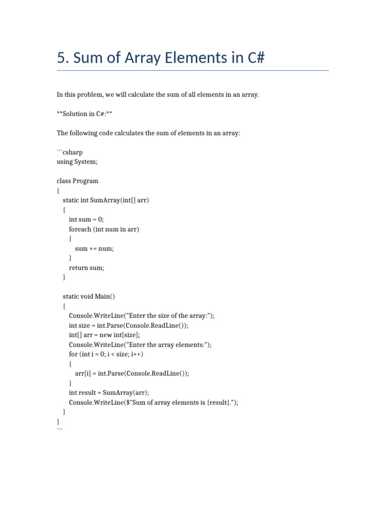 5 Sum of Array Elements in C# | PDF