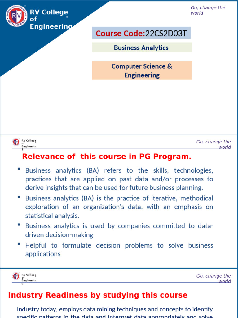 BusinessAnalytics CourseIntro | PDF