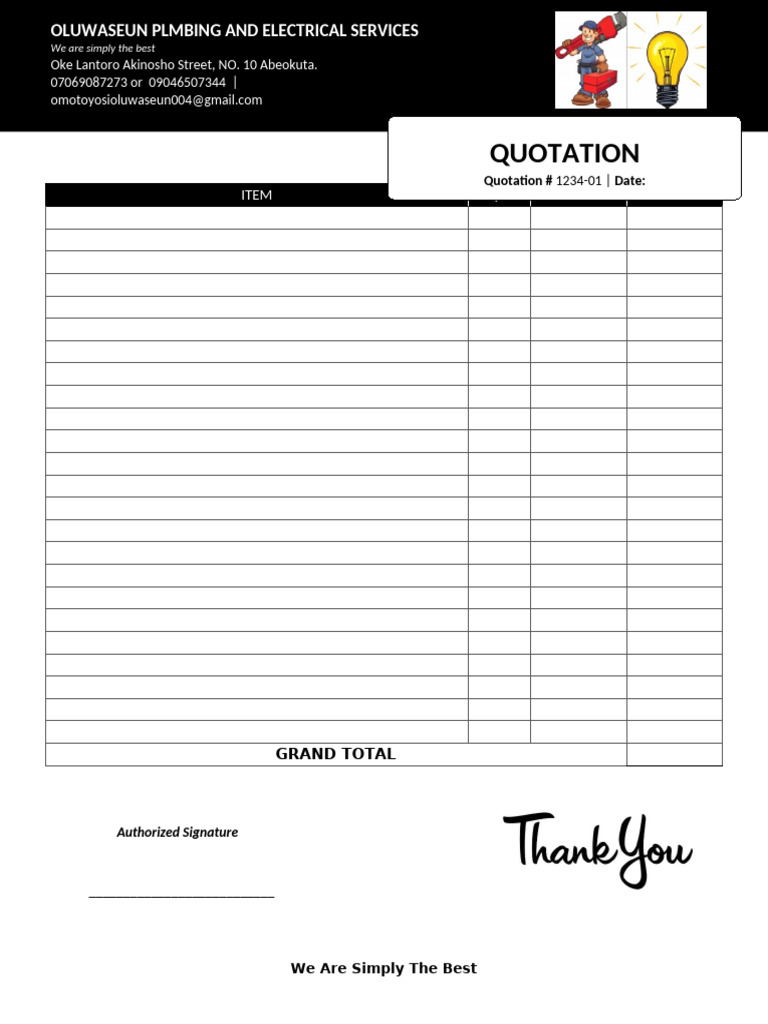 Quotation Sample | PDF
