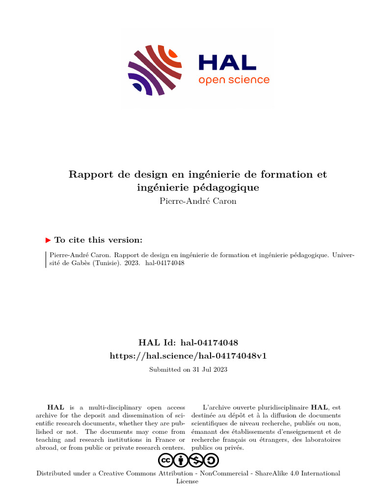 Rapport Design Ingenierie Et Formation CIFIP | PDF