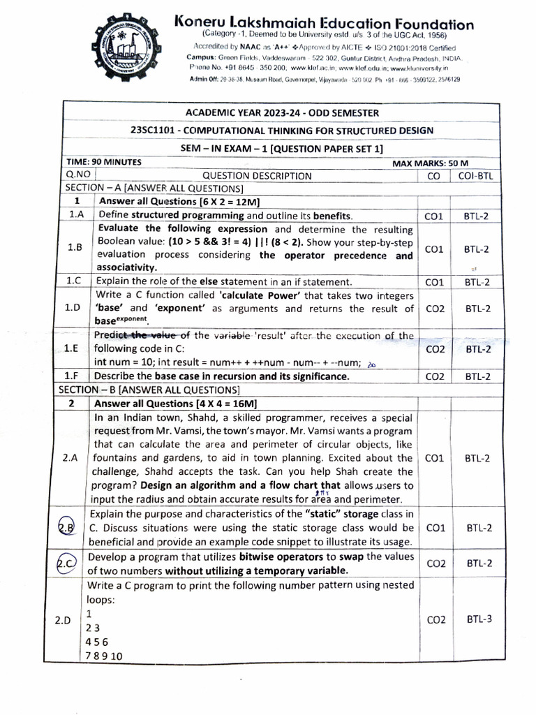 CTSD Insem-1 2024 | PDF