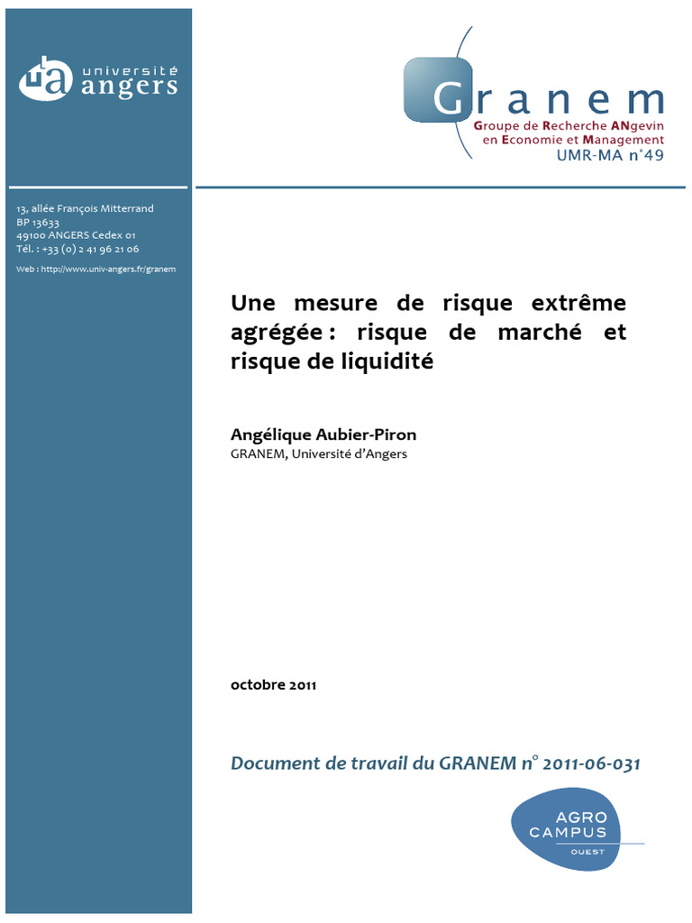 Une Mesure de Risque Agrégée, Risque de Marché Et de Liqudité | PDF
