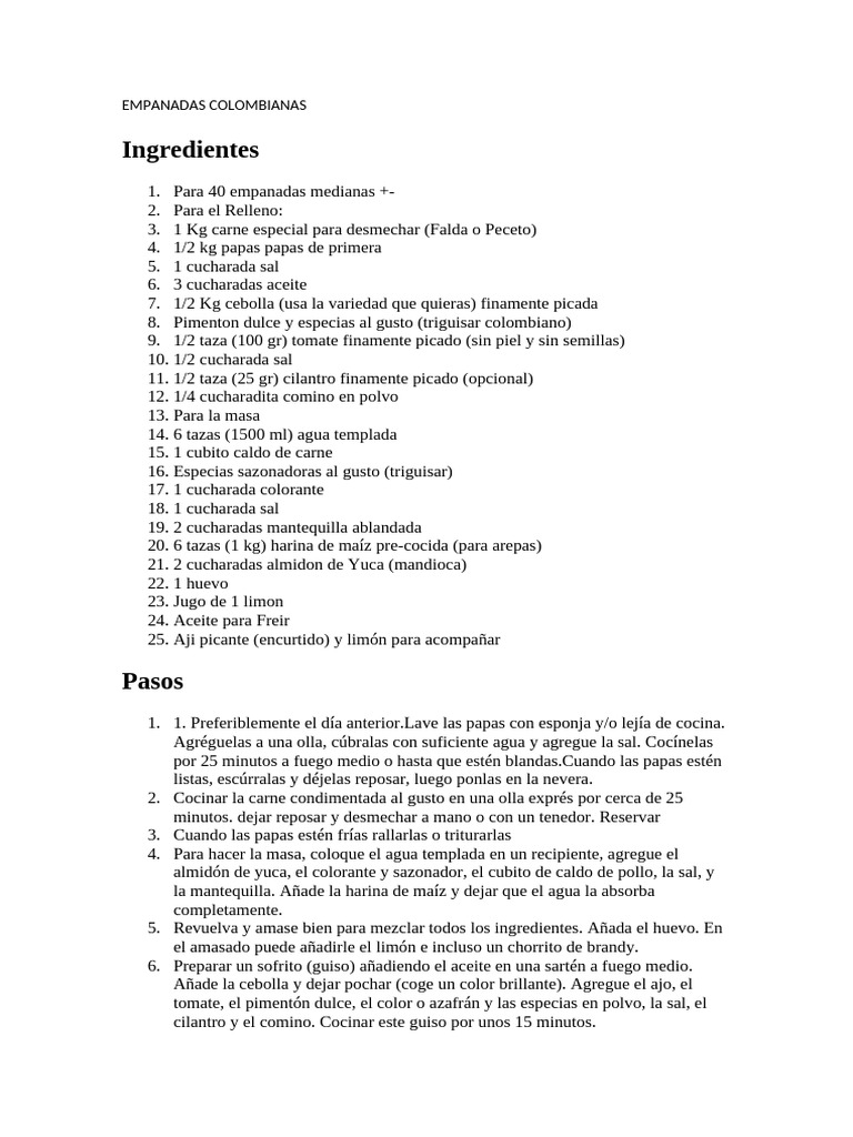 Empanadas Colombianas | PDF