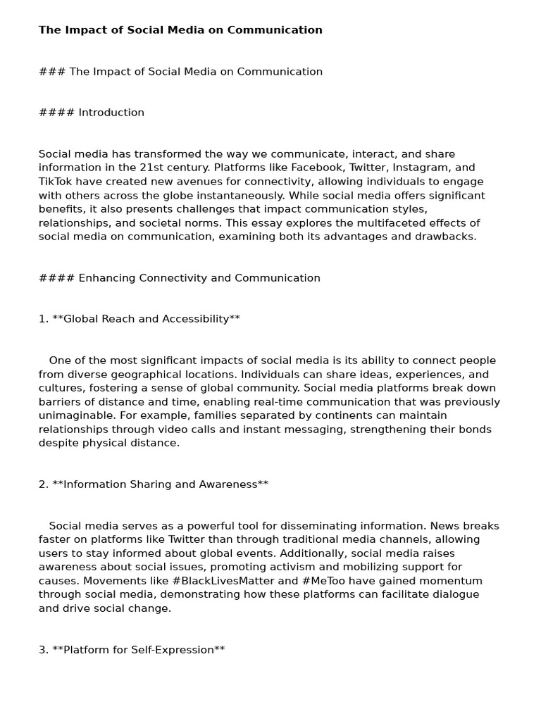 The Impact of Social Media On Communication | PDF | Social Media ...