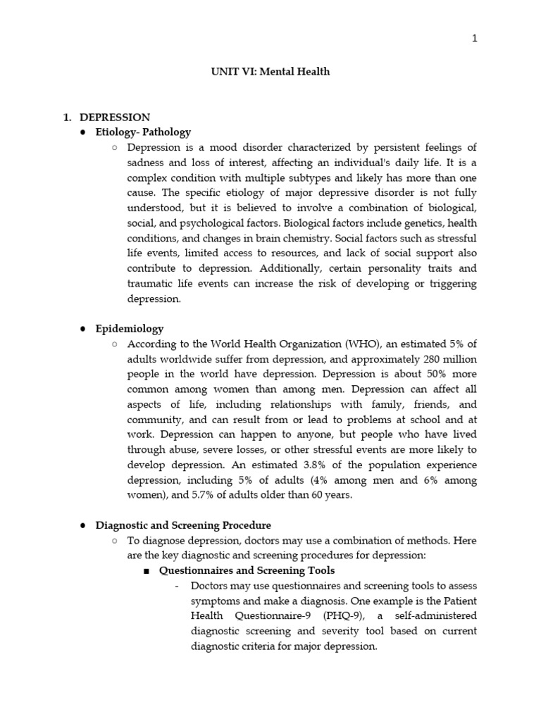 Mental Health Vi | PDF | Schizophrenia | Major Depressive Disorder