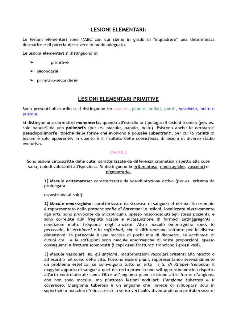 Lesioni Elementari Primitive | PDF