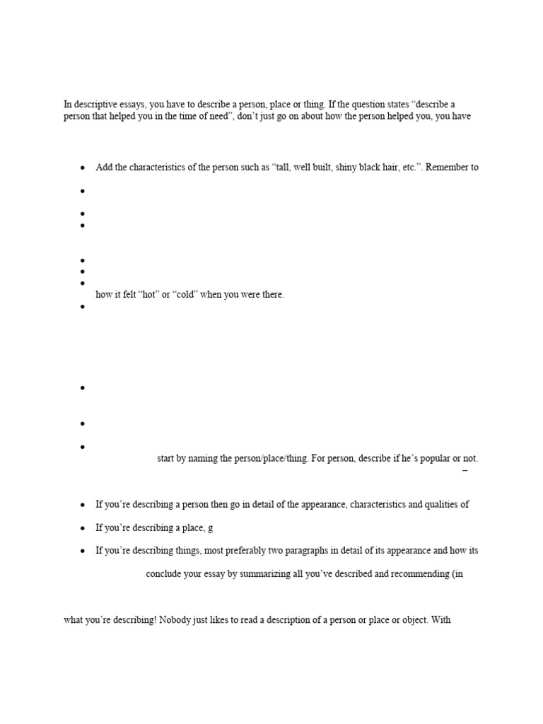 Descriptive Writing | PDF