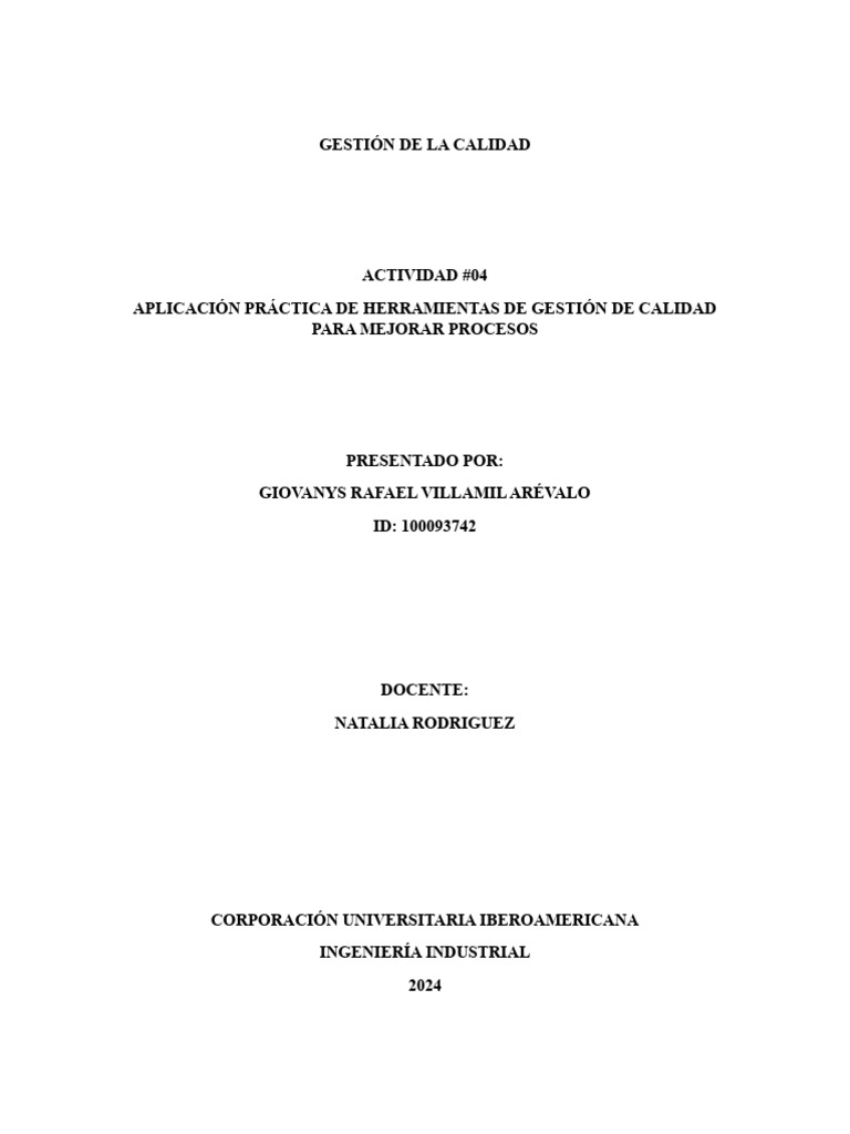 Informe Act 4 Gestión de La Calidad | PDF
