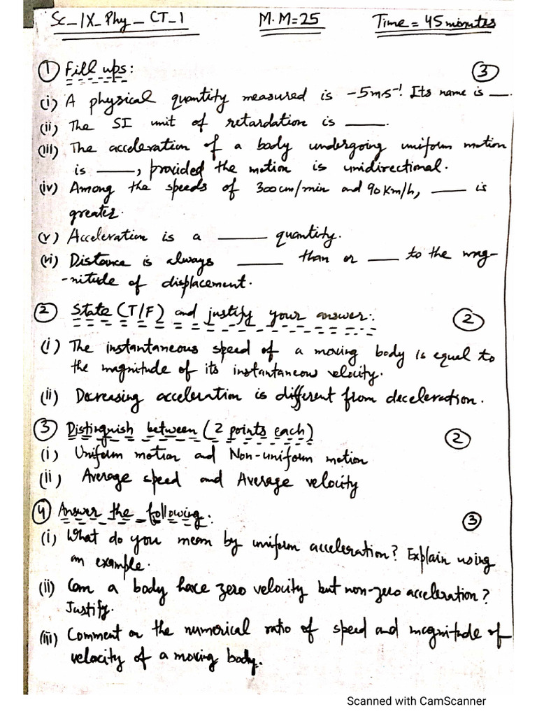 SC IX Phy CT 1 | PDF