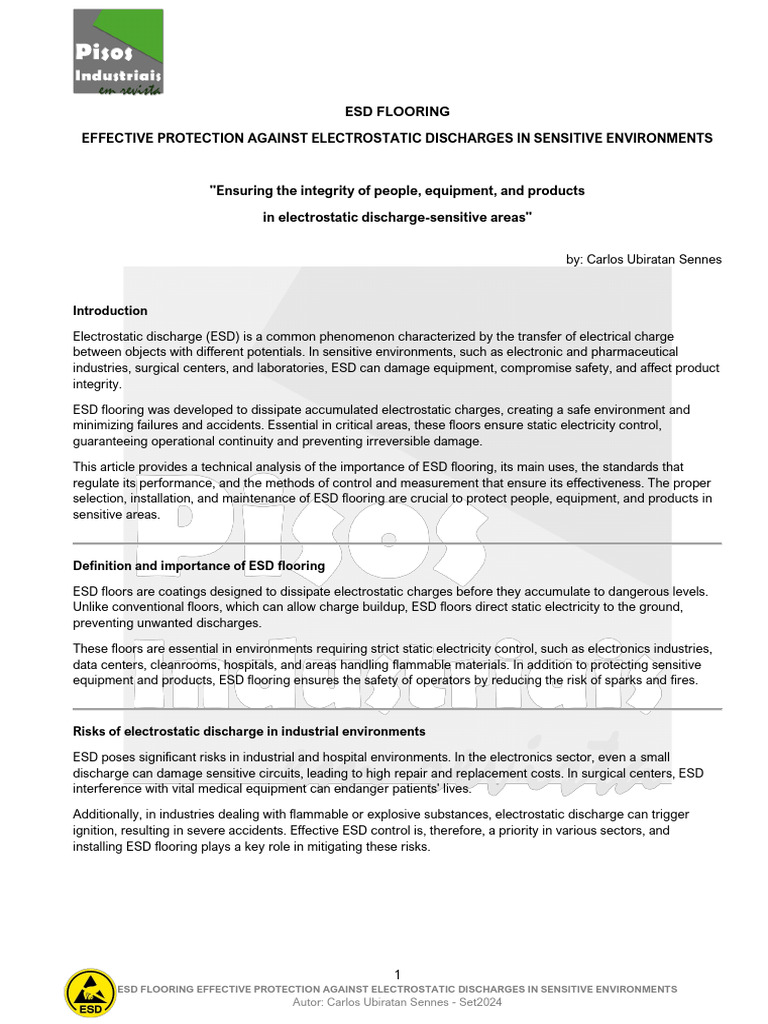 ESD Flooring: Standards and Applications | PDF | Electrostatic ...