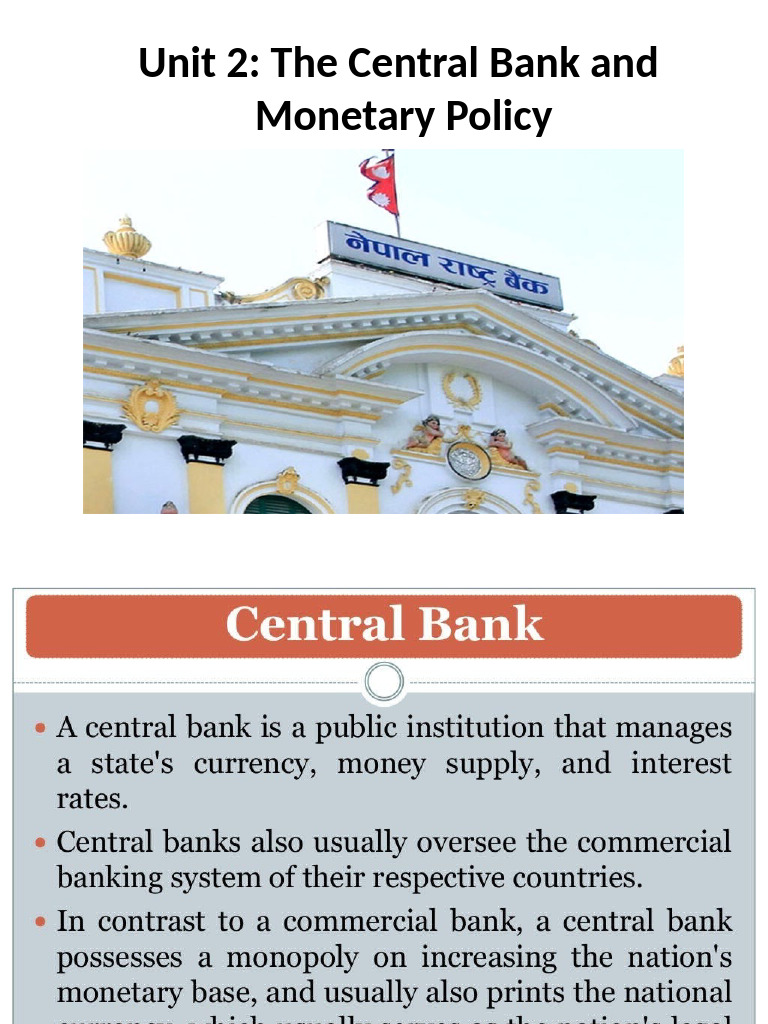 Unit 2 The Central Bank and Monetary Policy | PDF