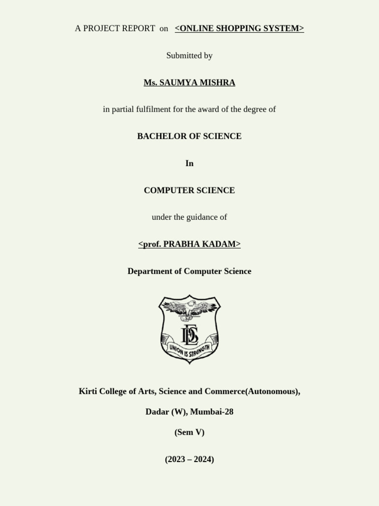 A Project Report On Submitted By | PDF