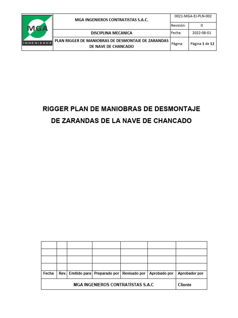 PRM Plan Rigger Desmontaje Zarnadas | PDF | Cantidades fisicas