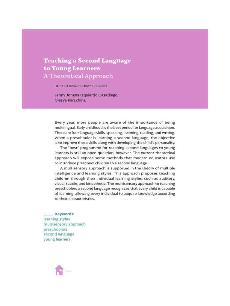 Teaching A Second Language To Young Learners | PDF
