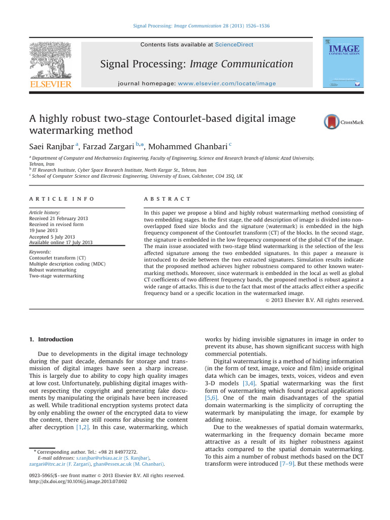 A Highly Robust Two Stage Contourlet Based Digital Image Watermarking ...