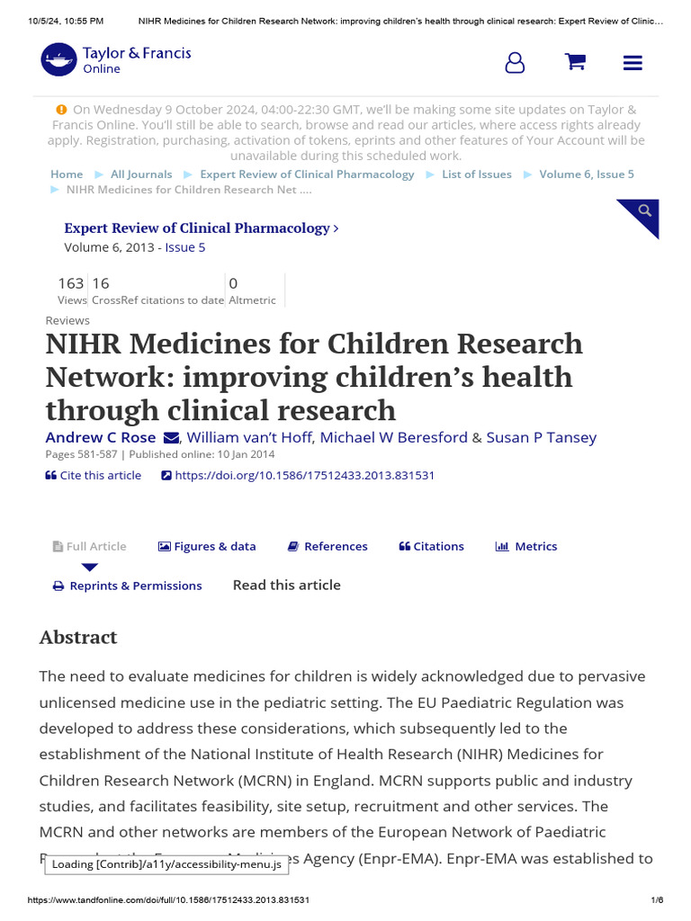 NIHR Medicines For Children Research Network: Improving Children's ...