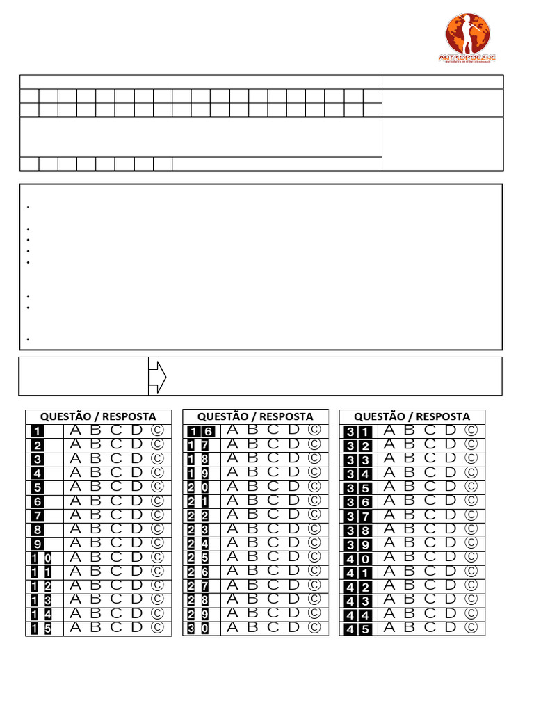 CARTÃO RESPOSTA SIMULADO ENEM 2021.p | PDF