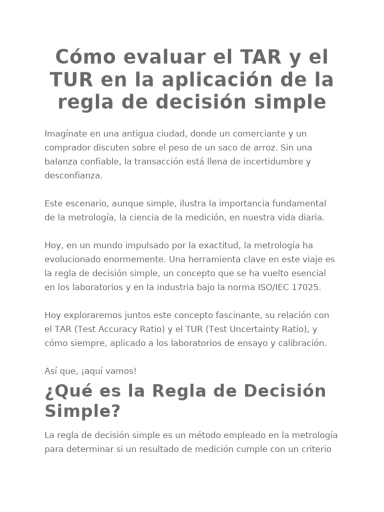 Evaluación del TAR y TUR en Metrología | PDF | Metrología | Tecnología