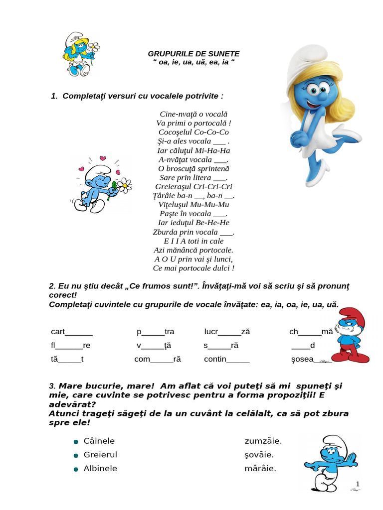 Fisa de Lucru. Grupurile de Sunete | PDF
