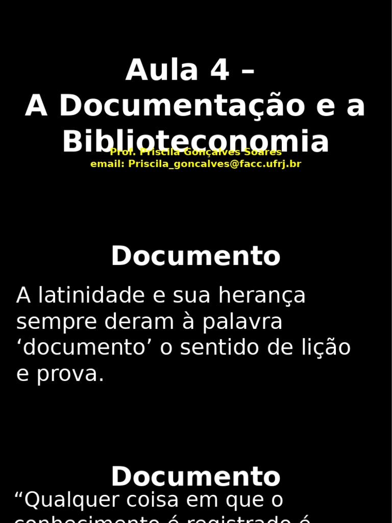 Aula 4 - Documentação e Biblioteconomia | PDF