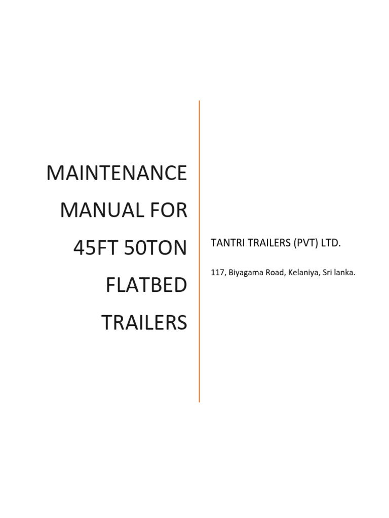 Maintenance Manual For 45ft50ton Flatbed Trailers PDF | PDF