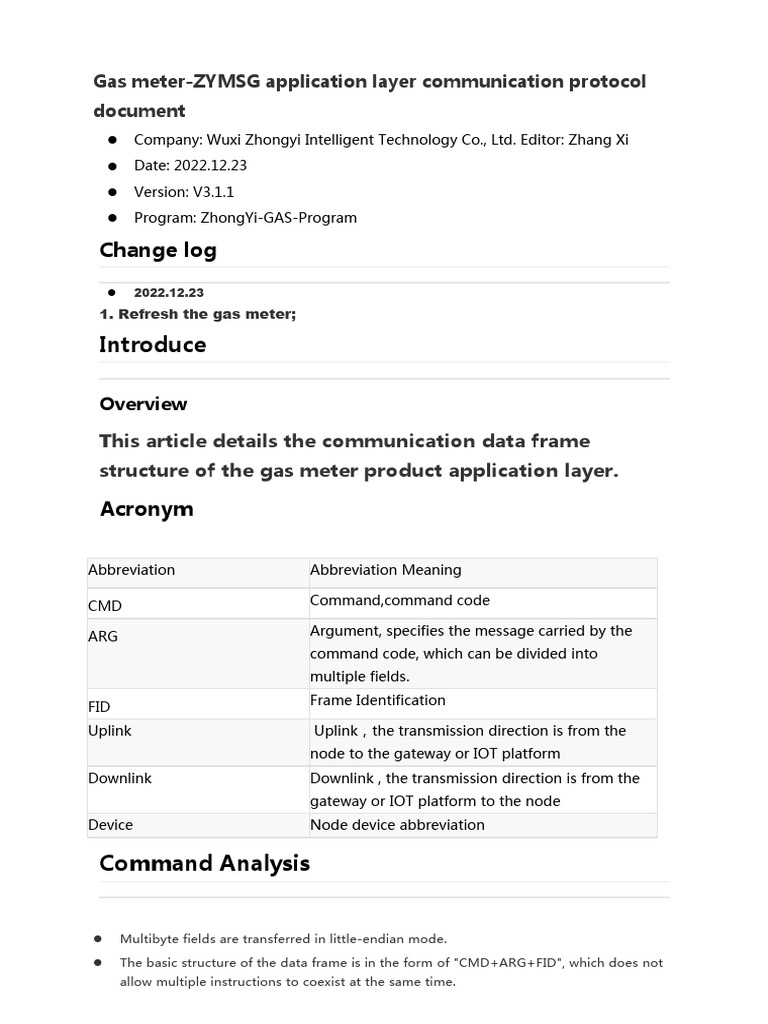 ZYMSG Application Layer Communication Protocol Documentation | PDF