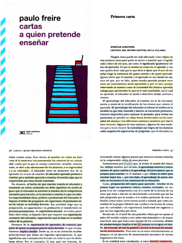 Paulo Freire - Cartas A Quien Pretende Enseñar. Carta 1 | PDF